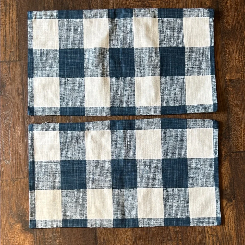 Blue and White Checkered Pillow Covers (2)